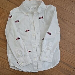 Janie and Jack 2t white train oxford shirt